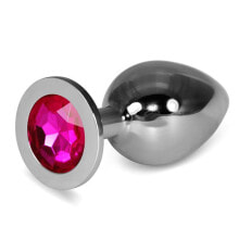 Плаг или анальная пробка LOVETOY Metal Butt Plug RoseBud Classic with Fuchsia Jewel Size L