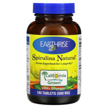 Водоросли earthrise, Spirulina Natural, 500 mg, 180 Tablets