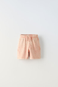Faded-effect plush bermuda shorts