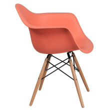 Flash Furniture alonza Series Peach Plastic Chair With Wood Base