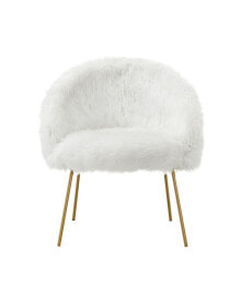 Ana Faux Fur Accent Chair with Metal Legs