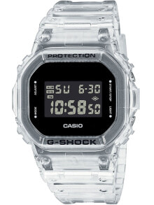 Мужские электронные наручные часы Мужские наручные электронные часы с белым силиконовым ремешком Casio DW-5600SKE-7ER G-Shock mens 43mm 20ATM