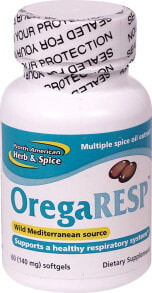 Витамины и БАДы для дыхательной системы North American Herb & Spice OregaRESP Комплекс для здоровья дыхательной системы с тмином, шалфеем и маслом орегано  60 гелевых капсул