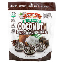 Дженнис Макарунс, органические кусочки кокоса, с дробленными бобами какао и темным шоколадом, 149 г (5,25 унции)