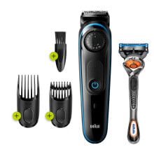 Braun Beard Trimmer BT3240 Men Beard Trimmer & Hair Clipper - 39 Length Settings - Black/Blue - Washable - Battery - Black - Blue