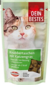 Купить лакомства для кошек Dein Bestes: Katzenleckerli Knabbertaschen mit Katzengras, 65 g