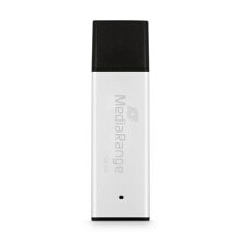 Флешка USB 16 гб MediaRange MR1902, 128 GB, USB Type-A, 3.0, 220 MB/s, Cap, Black, Silver