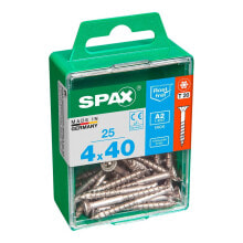 SPAX A2 Inox 4.0x40 mm Flat Head Wood Screw 25 Units