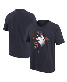 Nike big Boys Justin Fields Navy Chicago Bears Local Player Name and Number T-shirt