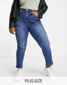 Simply Be – Mom-Jeans in blauer Vintage-Waschung