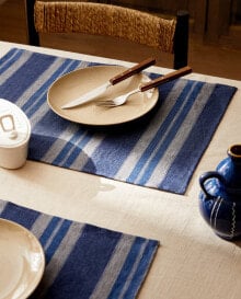 Striped linen placemat