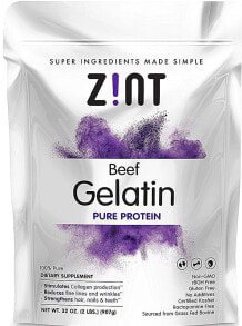 Сухие ингредиенты для выпечки Zint Beef Gelatin  Pure Protein Порошок говяжьего желатина для увлажнения кожи, здоровья суставов и волос  907 г