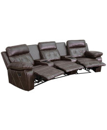 EMMA+OLIVER 3-Seat Reclining Theater Seating Unit With Curved Cup Holders