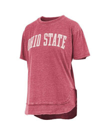 Купить женские блузки и кофточки Pressbox: Women's Scarlet Distressed Ohio State Buckeyes Arch Poncho T-shirt