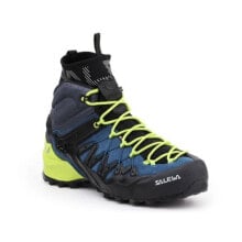 Мужские кроссовки спортивные треккинговые синие кожаные замшевые высокие демисезонные Salewa MS Wildfire Edge MID GTX M 61350-8971 trekking shoes