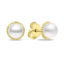 Ювелирные серьги minimalist gold plated earrings with genuine pearls EA620Y