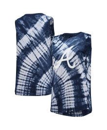 Купить женские блузки и кофточки Touch: Women's Navy Atlanta Braves Money Ball Tie-Dye Tank Top