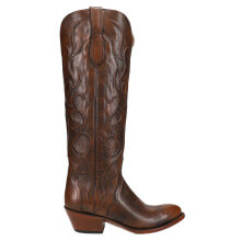 Купить женские высокие ботинки Lucchese: Lucchese Peri TooledInlay Round Toe Cowboy Womens Brown Dress Boots M5049