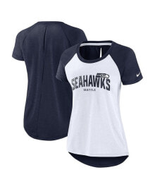 Nike women's White, Heather Scarlet Seattle Seahawks Back Slit Lightweight Fashion T-shirt