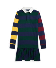 Купить детские платья и сарафаны для девочек Polo Ralph Lauren: Big Girls Striped Cotton Jersey Rugby Dress