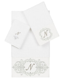 Купить полотенца Linum Home: Textiles Turkish Cotton Monica Embellished Towel 3 Piece Set - Dark Gray