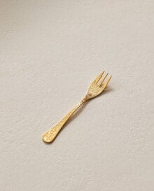 Engraved gold brunch fork