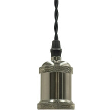 ENERGEEKS Silver Metal With Black Vintage Braided Cable Ceiling Light