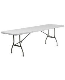 EMMA+OLIVER 8-Foot Bi-Fold Plastic Banquet And Event Folding Table With Carrying Handle