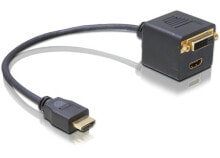 DeLOCK Adapter HDMI male to HDMI + DVI25 female HDMI; DVI25 Черный 65054