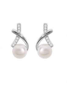 Ювелирные серьги Unique silver earrings with genuine pearls SEW0017C