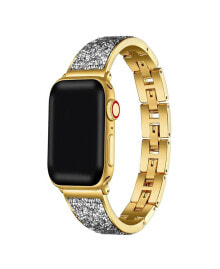 Posh Tech men's and Women's Gold Tone Stainless Steel Band with Stones for Apple Watch 42mm