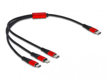 Кабели для зарядки, компьютерные разъемы и переходники deLOCK 86710 USB кабель 0,3 m USB 2.0 USB C USB C/Micro-USB B/Lightning Черный, Красный