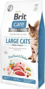 Сухие корма для кошек сухой корм для кошек Brit,  POWER & VITALITY, для взрослых крупных кошек, с уткой, 2 кг