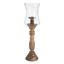 Candleholder Natural Wood Crystal 20 x 20 x 76 cm