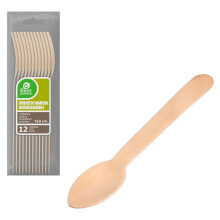 BEST PRODUCTS GREEN Wooden Dessert Spoon 13.8 cm 12 Units