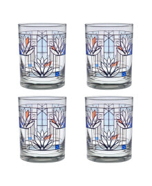 Culver frank Lloyd Wright Water Lilies Double Old Fashioned Glass - Set of 4