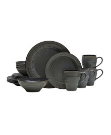 Mikasa swirl Graphite 16 Piece Dinnerware Set, Service for 4