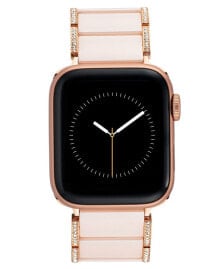 Anne Klein 38/40/41mm Apple Watch Bracelet in Blush Ceramic With Crystals and Rose Gold Adaptors