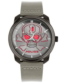 Мужские наручные часы с ремешком Мужские наручные часы с серым кожаным ремешком Police PL15714JSU.61 Bleder Mens 44mm 3ATM