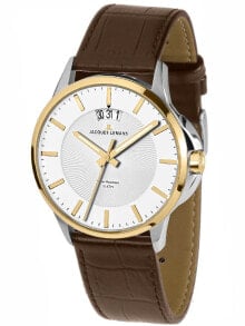 Мужские наручные часы с коричневым кожаным ремешком  Jacques Lemans 1-1540H Sydney Mens 42mm 10 ATM