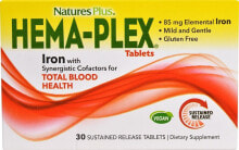 Витамины и БАДы для сердца и сосудов NaturesPlus Hema-Plex Железо 85 мг с синергетическим комплексом для здоровья эритроцитов 30 таблеток с длительным высвобождением