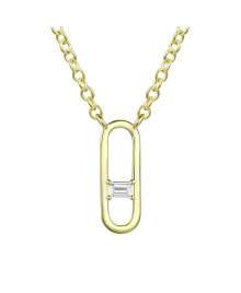 Купить кулоны и подвески Rachel Glauber: 14K Gold Plated Baguette Cubic Zirconia Modern Necklace