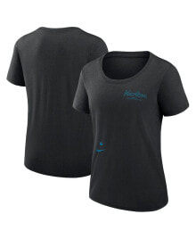 Nike women's Black Miami Marlins Authentic Collection Performance Scoop Neck T-shirt