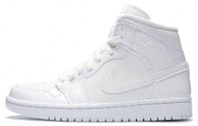 Jordan Air Jordan 1 Mid 漆面 中帮 复古篮球鞋 女款 白色 / Кроссовки Jordan Air Jordan BQ6472-111