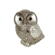 Decorative Figure Romimex Silver Resin Owl 16 x 17 x 11 cm