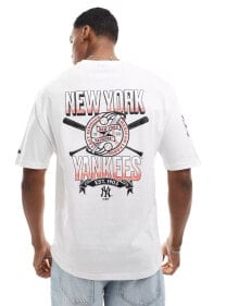 Купить мужские футболки и майки New Era: New Era – New York Yankees – Baseball-T-Shirt in Weiß mit Grafikprint