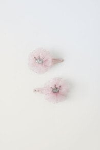 2-pack of shimmery crown tulle hair clips
