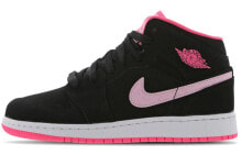 Jordan Air Jordan 1 Mid-Grade School 中帮 复古篮球鞋 GS 黑粉 / Кроссовки Jordan Air Jordan 1 Mid-Grade School GS 555112-066