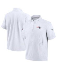 Nike men's White New England Patriots Sideline Coach Short Sleeve Hoodie Quarter-Zip Jacket