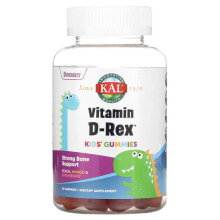 Витамин D КАЛ, Жевательные мармеладки с витамином D-Rex для детей, персик, манго и клубника, 60 жевательных таблеток